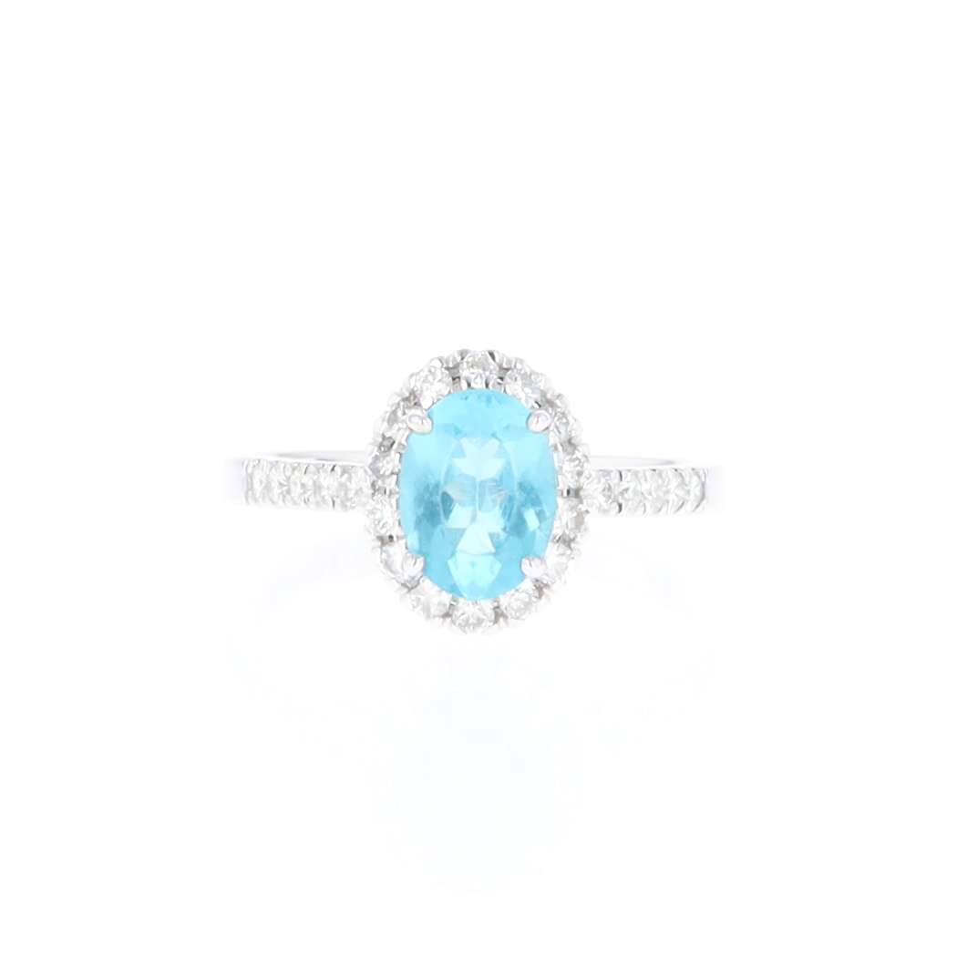 Apatite Diamond Halo Ring