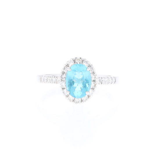 Apatite Diamond Halo Ring