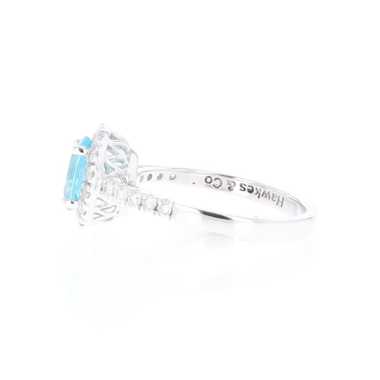 Apatite Diamond Halo Ring