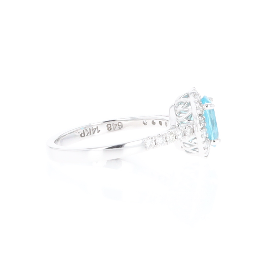Apatite Diamond Halo Ring