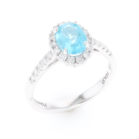 Apatite Diamond Halo Ring