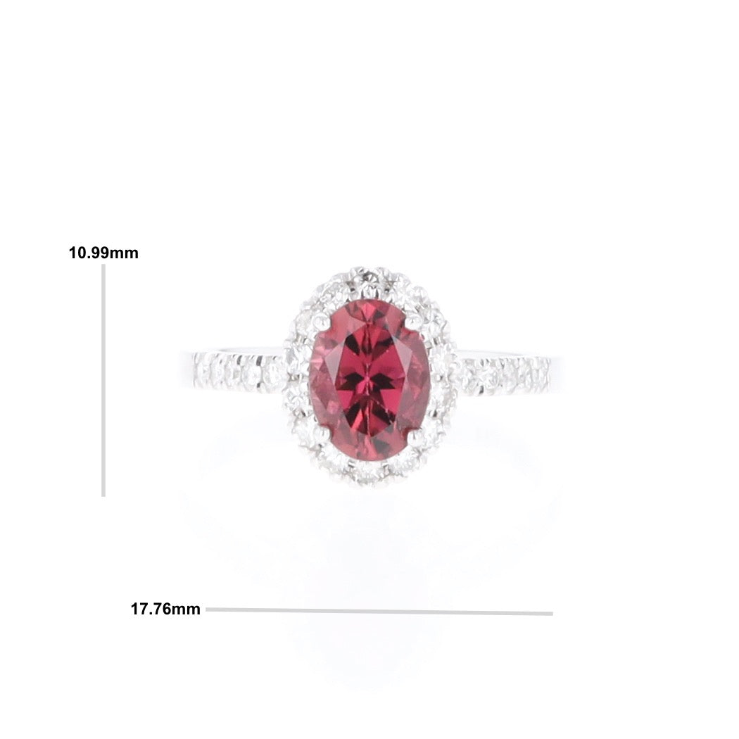 Pink Tourmaline Halo Ring