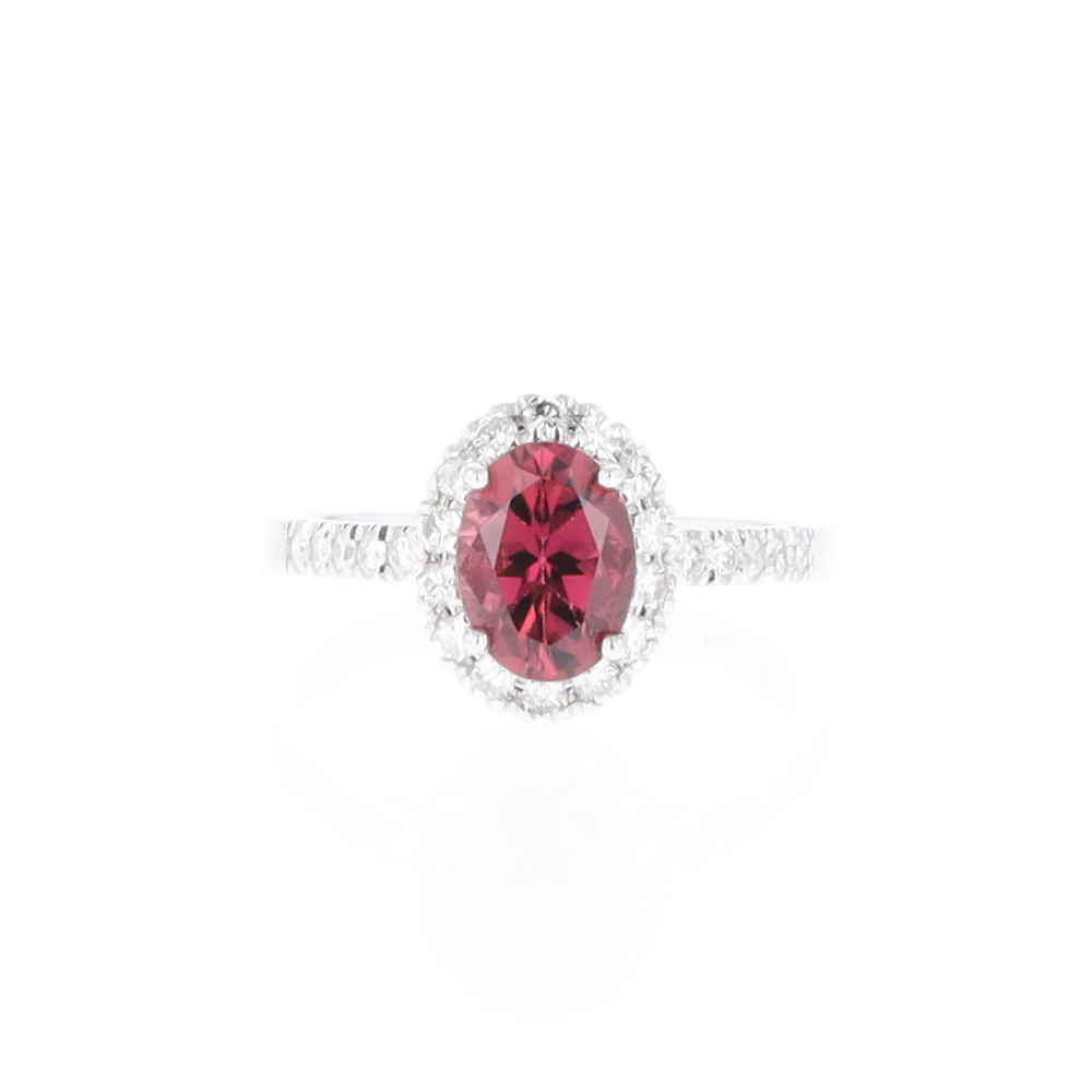 Pink Tourmaline Halo Ring