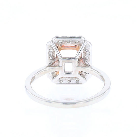 Emerald Cut Morganite Ring with Diamond Halo
