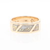Gold Quartz Ring, 3 Section Inlaid Design