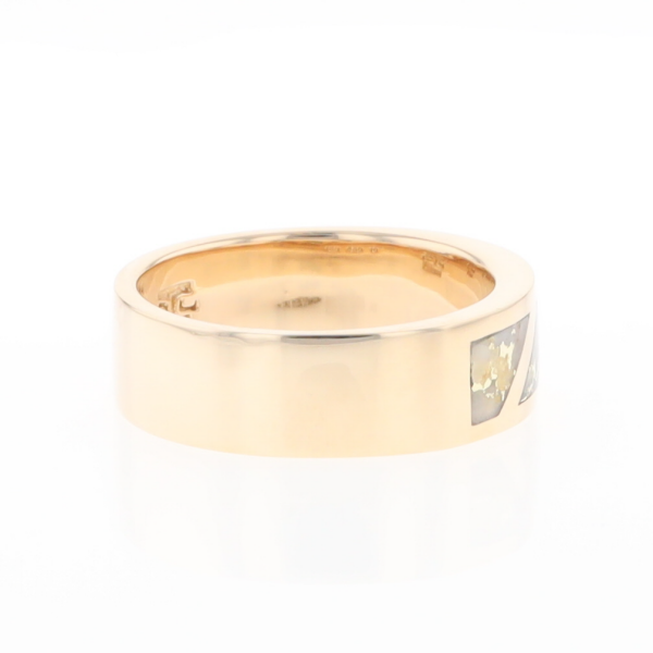 Gold Quartz Ring, 3 Section Inlaid Design