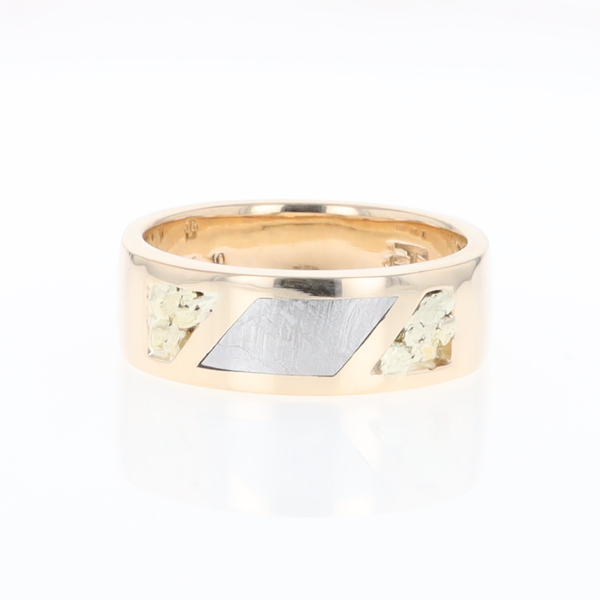 Meteorite Ring, Center Inlaid & Natural Nugget Sides