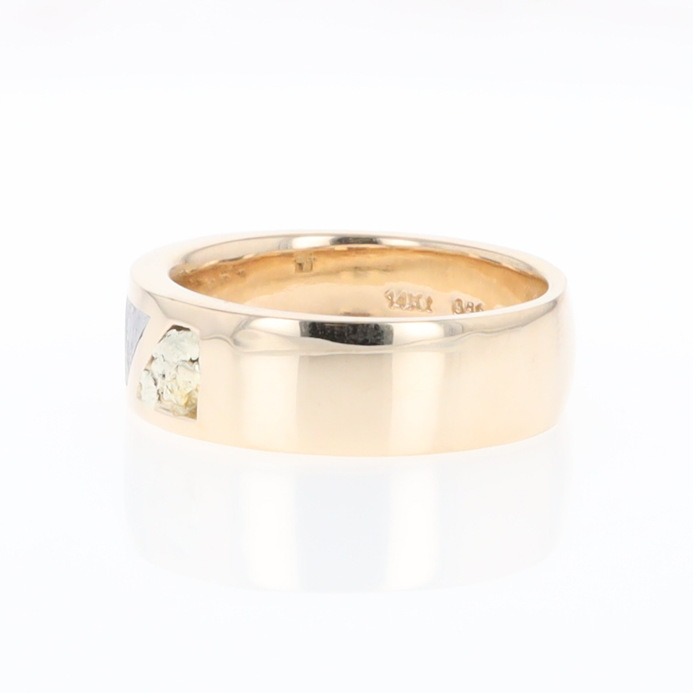 Meteorite Ring, Center Inlaid & Natural Nugget Sides