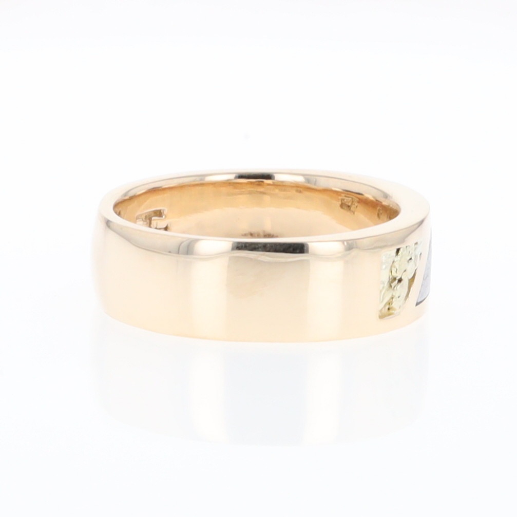 Meteorite Ring, Center Inlaid & Natural Nugget Sides