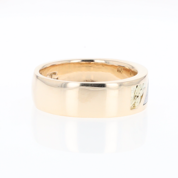 Meteorite Ring, Center Inlaid & Natural Nugget Sides