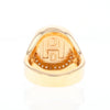 Gold Quartz Cushion Inlaid Men's Ring with Diamond Halo