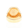 Gold Quartz Cushion Inlaid Men's Ring with Diamond Halo