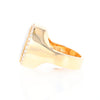 Gold Quartz Cushion Inlaid Men's Ring with Diamond Halo