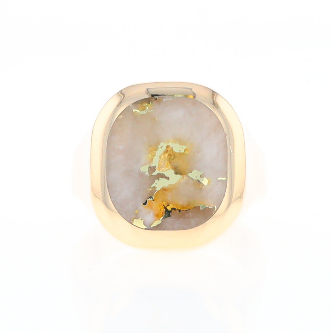 Gold Quartz Ring, Rectangle Inlaid Center