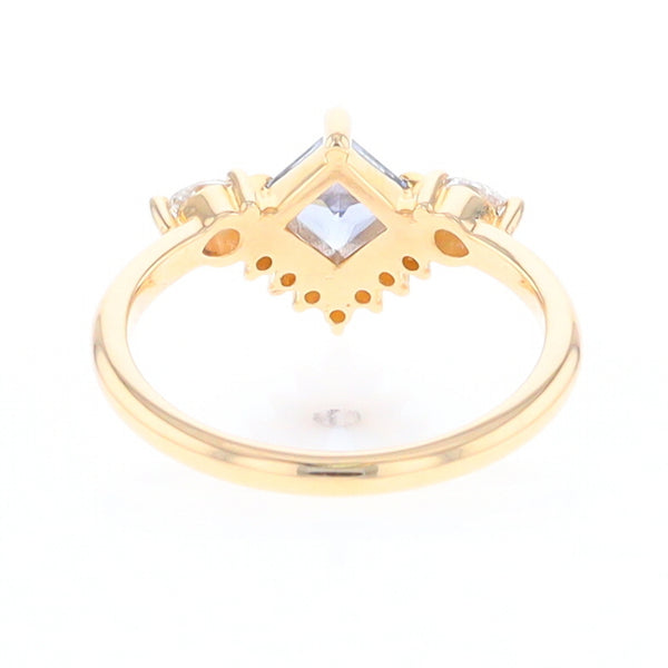 Princess Cut Ceylon Sapphire with Diamond Bottom Edge