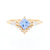 Princess Cut Ceylon Sapphire with Diamond Bottom Edge