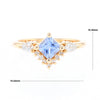 Princess Cut Ceylon Sapphire with Diamond Bottom Edge