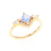 Princess Cut Ceylon Sapphire with Diamond Bottom Edge