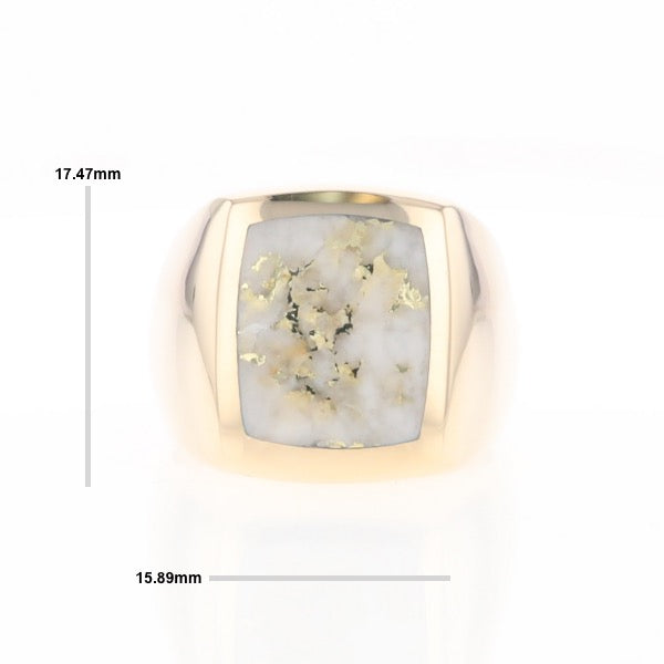 Natural Gold Quartz Men's Ring