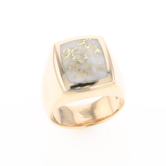 Natural Gold Quartz Men's Ring
