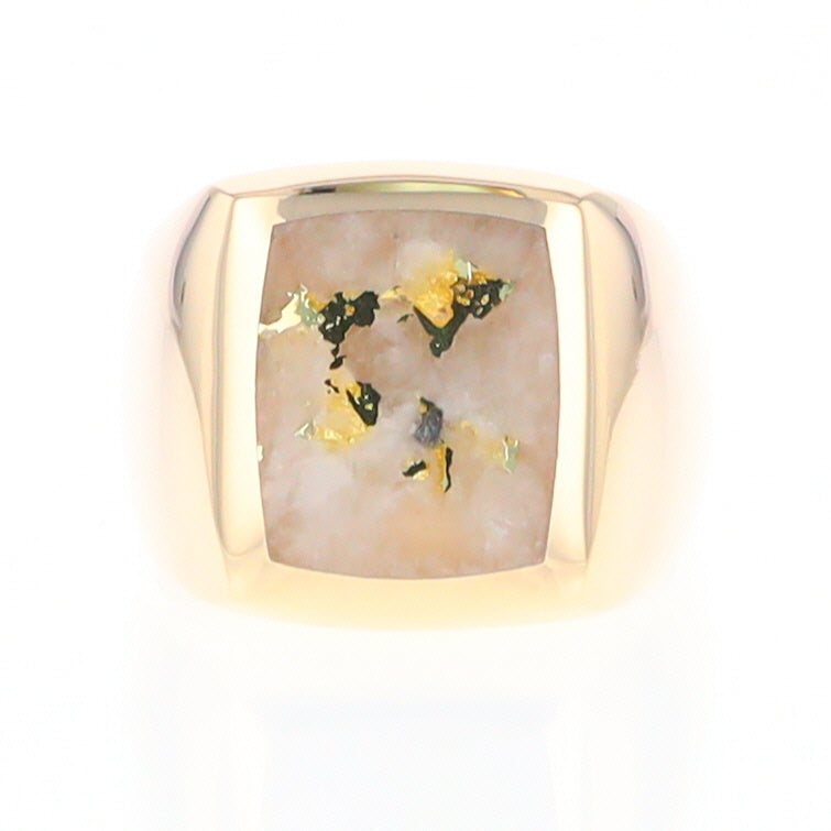 Natural Gold Quartz Men's Ring