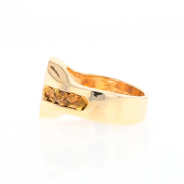 Oval Gold Quartz Inlaid Ring with Natural Gold Nuggets G2 Quality