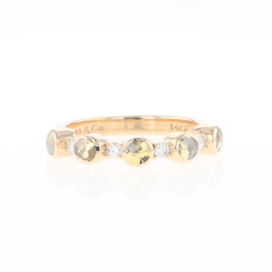 Gold Quartz Circle Inlay Wedding Band - G2