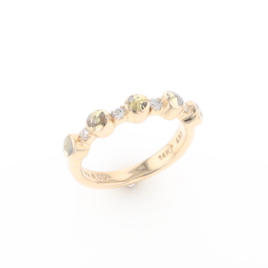 Gold Quartz Circle Inlay Wedding Band - G2