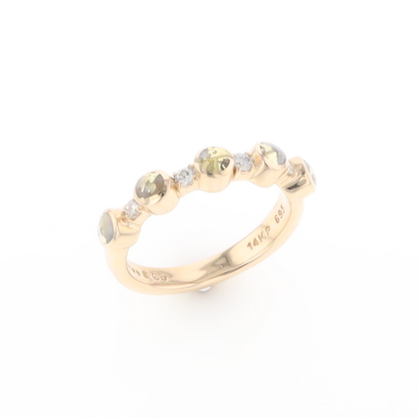 Gold Quartz Circle Inlay Wedding Band - G2