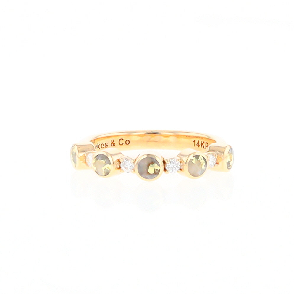 Gold Quartz Circle Inlay Wedding Band - G2