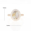 Oval Gold Quartz Inlaid Ring with 0.65ctw Diamond Halo