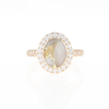 Oval Gold Quartz Inlaid Ring with 0.65ctw Diamond Halo
