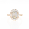 Rectangular Gold Quartz Inlaid Ring with 0.65ctw Diamond Halo