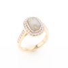 Rectangular Gold Quartz Inlaid Ring with 0.65ctw Diamond Halo