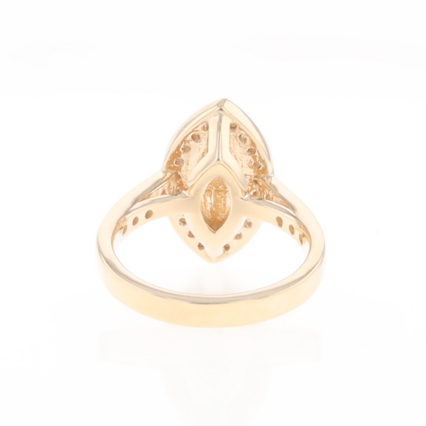 Marquise Gold Quartz Inlaid Ring with 0.65ctw Diamond Halo