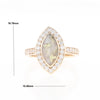 Marquise Gold Quartz Inlaid Ring with 0.65ctw Diamond Halo