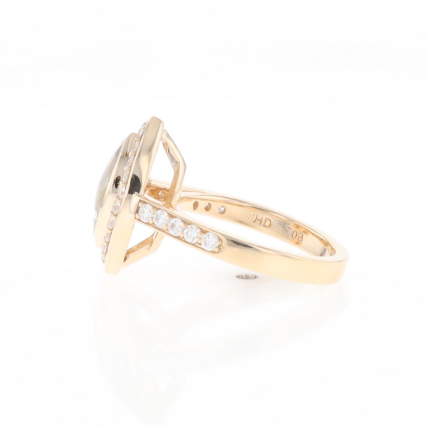 Marquise Gold Quartz Inlaid Ring with 0.65ctw Diamond Halo