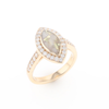 Marquise Gold Quartz Inlaid Ring with 0.65ctw Diamond Halo