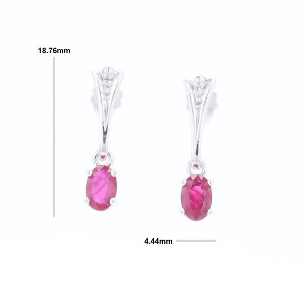 Oval Ruby Dangle Earrings