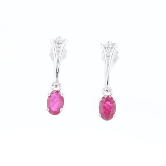 Oval Ruby Dangle Earrings