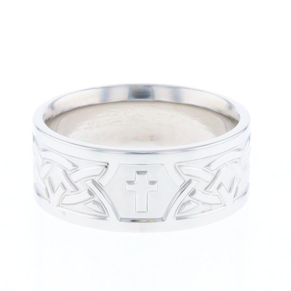 Cobalt Cross and Celtic Design Men's Ring