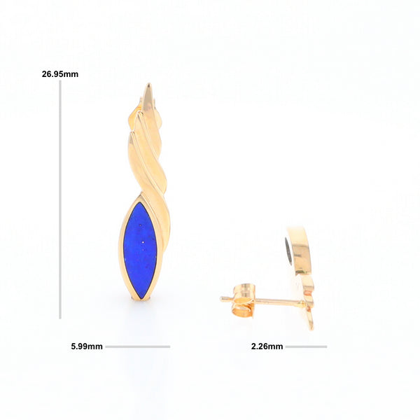 Marquise Lapis Swirl Design Inlaid Earrings