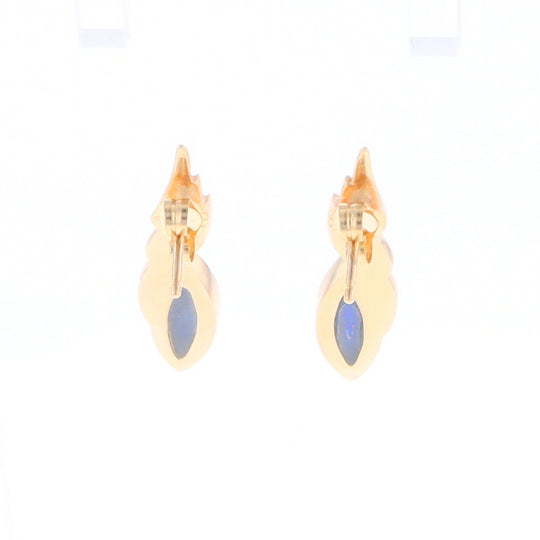 Marquise Lapis Swirl Design Inlaid Earrings
