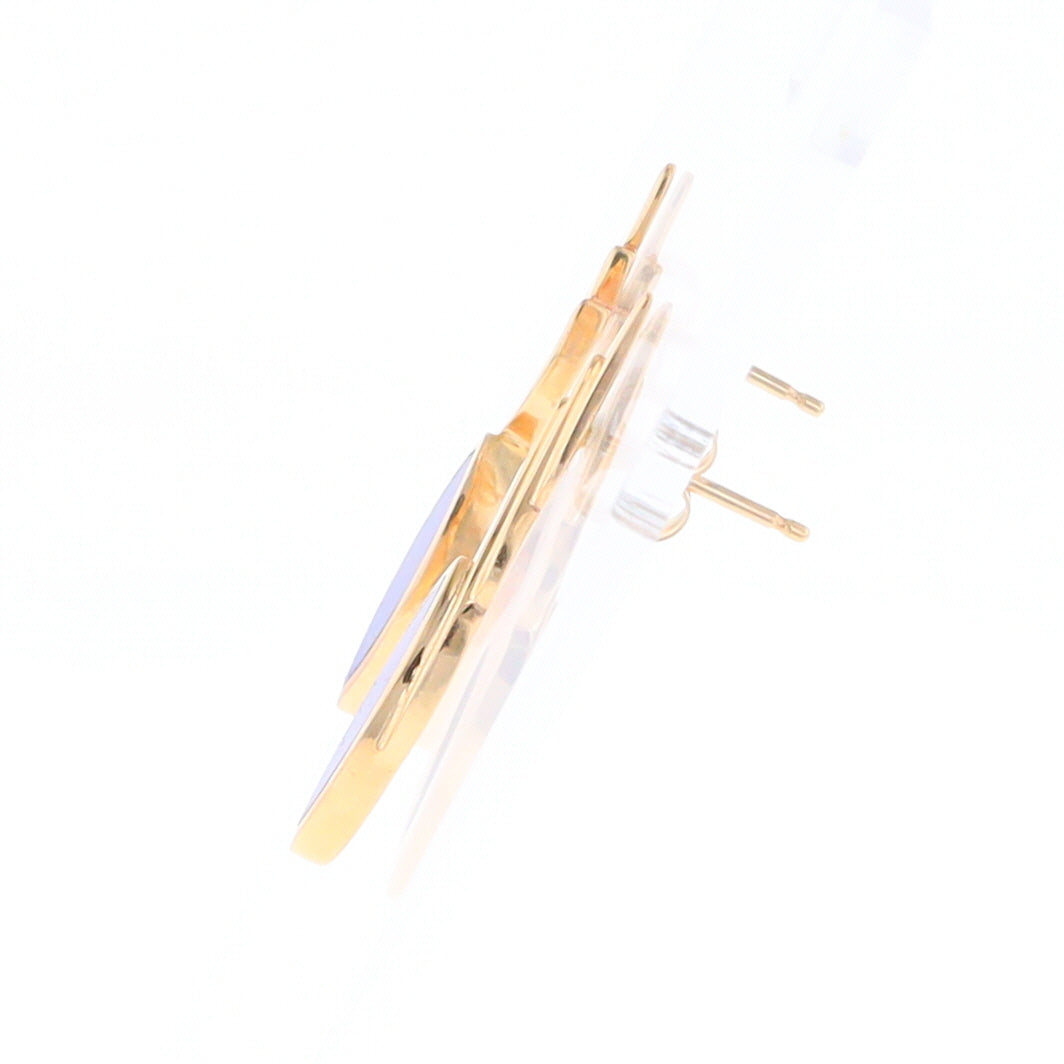 Marquise Lapis Swirl Design Inlaid Earrings