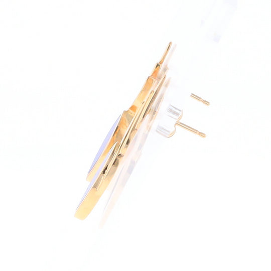 Marquise Lapis Swirl Design Inlaid Earrings