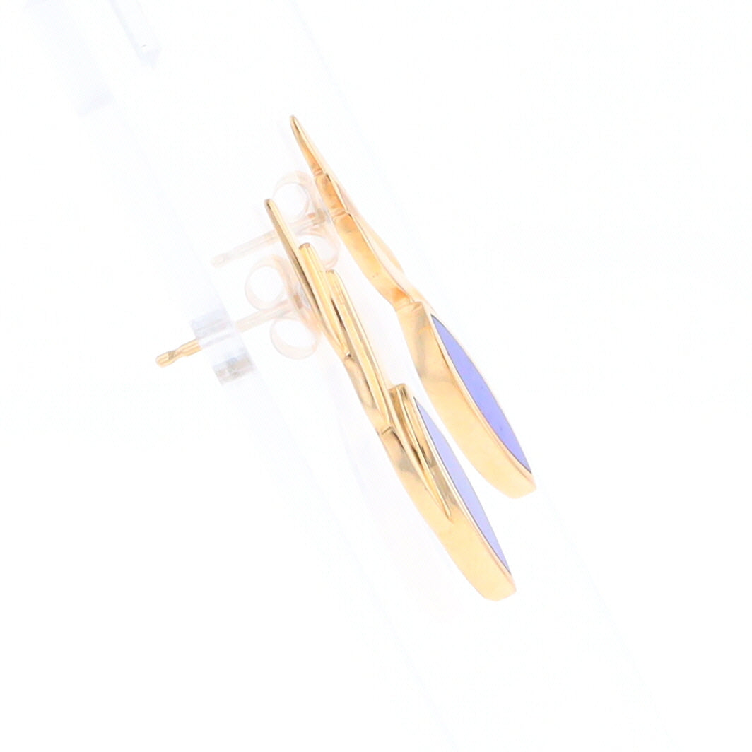 Marquise Lapis Swirl Design Inlaid Earrings