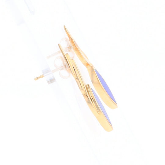 Marquise Lapis Swirl Design Inlaid Earrings