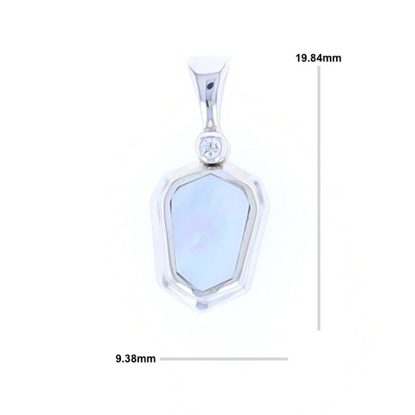 Mother Of Pearl Shield Design Inlaid .02Ct Diamond Pendant