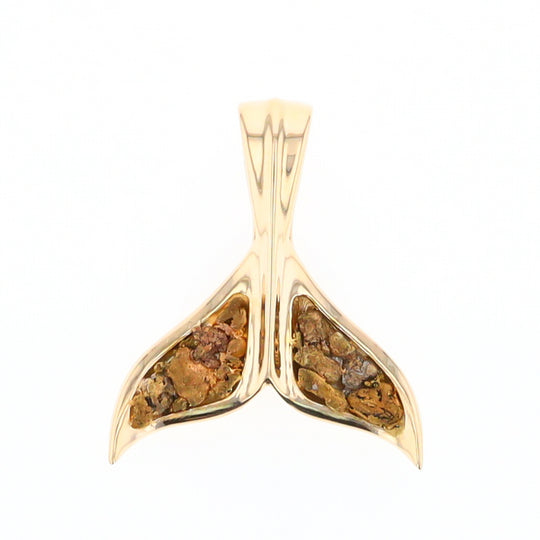 Whale Tail Natural Gold Nuggets Inlaid Pendant XL