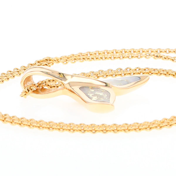 Whale Tail Necklaces Gold Quartz Double Sided Inlaid Sea Life Pendant
